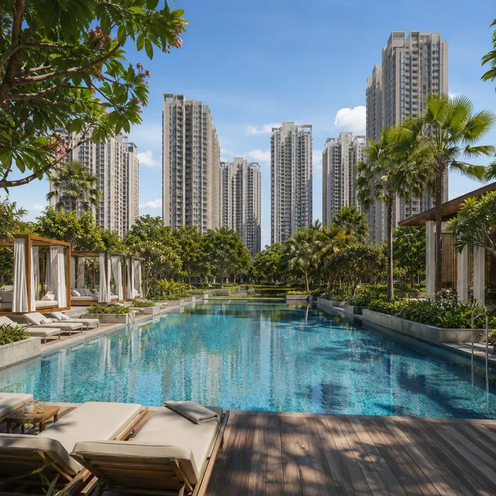 Prestige Kodagurki resort-style swimming pool deck