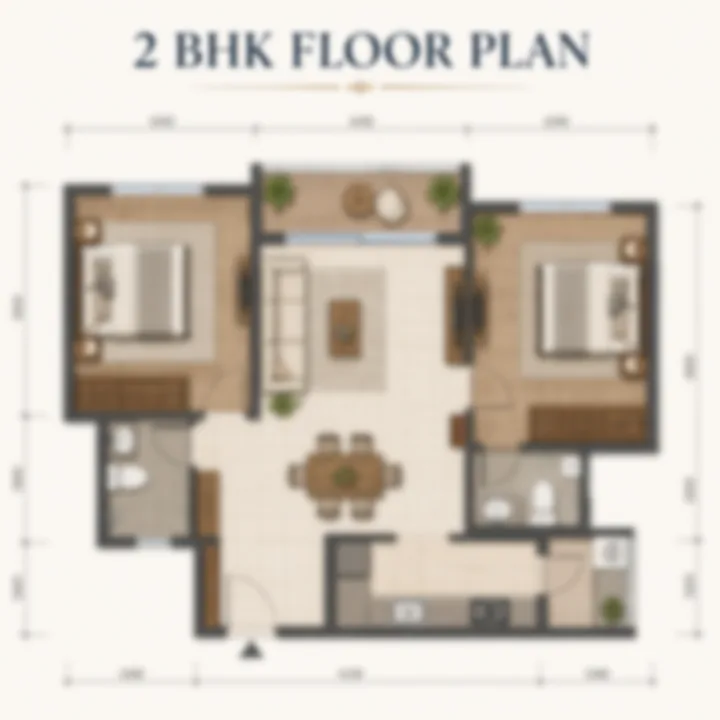 Prestige Kodagurki 2 BHK floor plan layout Prestige Kodagurki 2 BHK floor plan layout