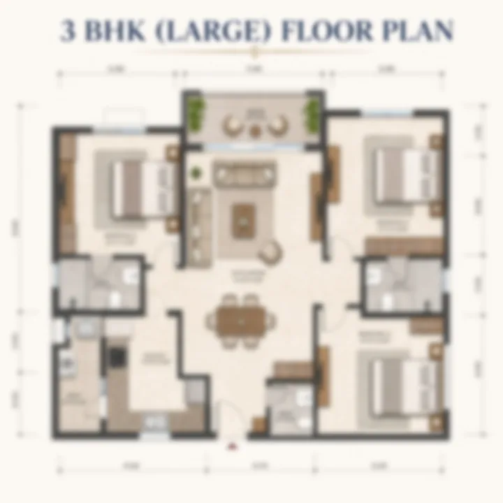 Prestige Kodagurki 3 BHK (Large) floor plan layout Prestige Kodagurki 3 BHK (Large) floor plan layout