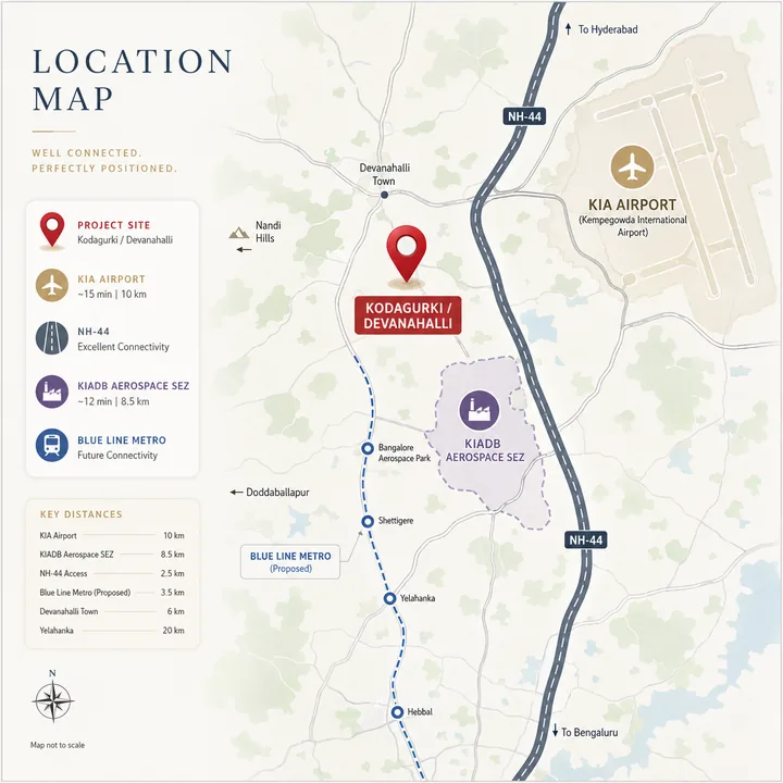 Prestige Kodagurki location map showing nearby landmarks